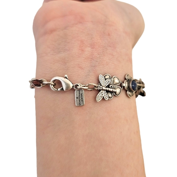 La Contessa by Mary DeMarco Dragonfly & Flower Rhinestone Vintage Bracelet - Picture 2 of 12